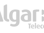 Logotipo da Algar Telecom em fonte branca com fundo transparente.