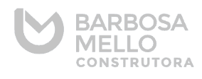 Logotipo da Barbosa Mello Construtora com design moderno em fundo branco.